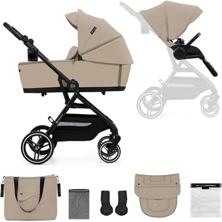 Kinderkraft YOXI 2-in-1 Kinderwagen, buggy von Geburt bis 22 kg, Beige, Einfach Zusammenklappe, großes Verdeck, Undurchdringlichen Rädern, Wasserdichten Verdeck, UPF50+, Korb bis zu 5 kg – Bild 1