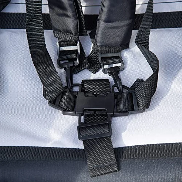 HOMCOM Fahrradkinderanhänger Kinderanhänger Kinderwagen, blau, 5-Punkt-Sicherheitsgurt, Universalkupplung – Bild 9