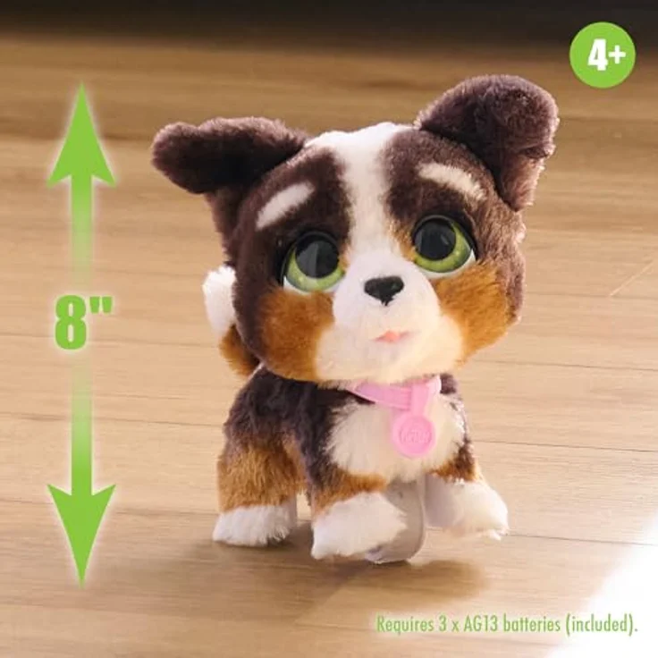 Just Play furReal Walk-A-Lots Bernedoodle interaktives Spielzeug, 20 cm groß, hüpfender Plüschwelpe mit Soundeffekten, braun-weiß-schwarz, Kinderspielzeug ab 4 Jahren – Bild 3