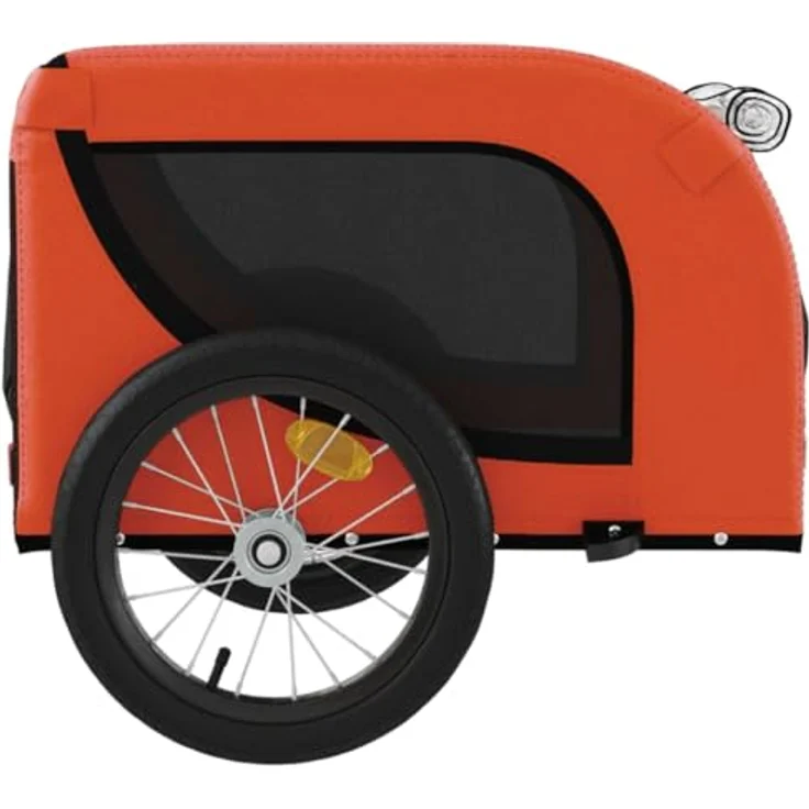 vidaXL Fahrradhundeanhänger Fahrradanhänger Hunde Orange und Schwarz Oxford-Gewebe & Eisen, mit PVC-Fenster und reflektierenden Elementen – Bild 6