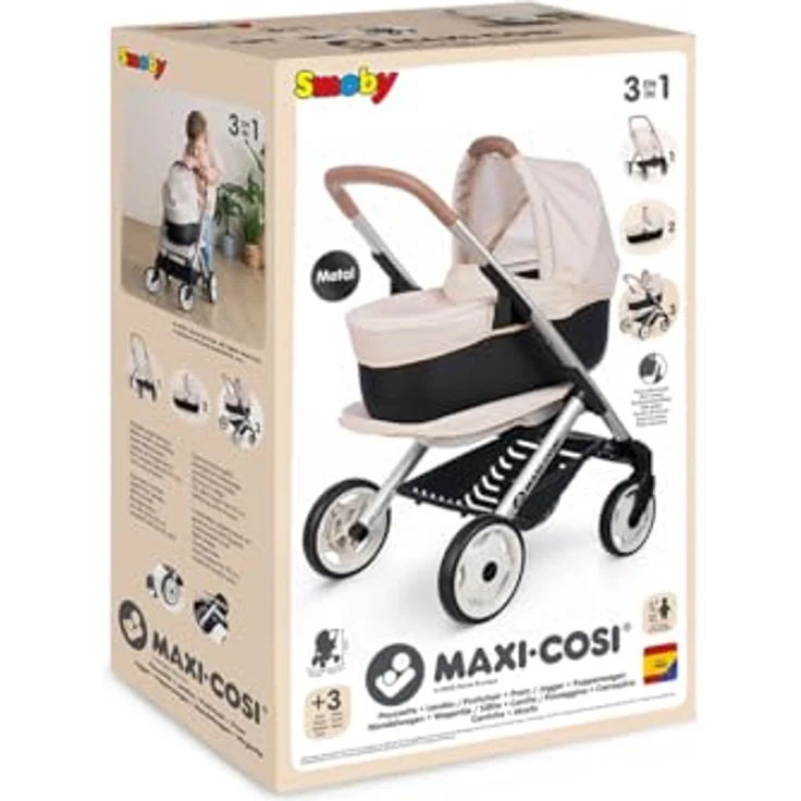 Smoby Kombi-Puppenwagen Maxi-Cosi 3-in-1, vielseitiger Puppenwagen mit Tragekorb für Puppen bis 42 cm, Made in Europe – Bild 7