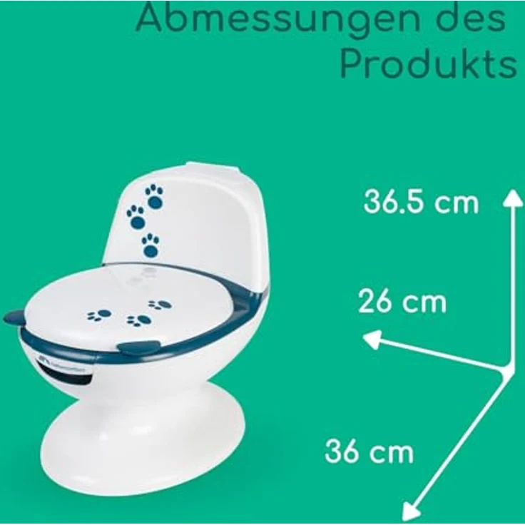 Bebeconfort Mini-Toilette mit Spültaste und realistischen Spülgeräuschen, Blau, für Töpfchentraining mit Spritzschutz und herausnehmbarer Schüssel – Bild 3