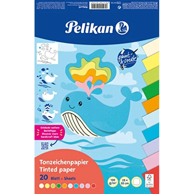 Pelikan Tonpapier Block 23 x 33 cm, 20 Blatt in 10 Farben, Summer – Bild 2