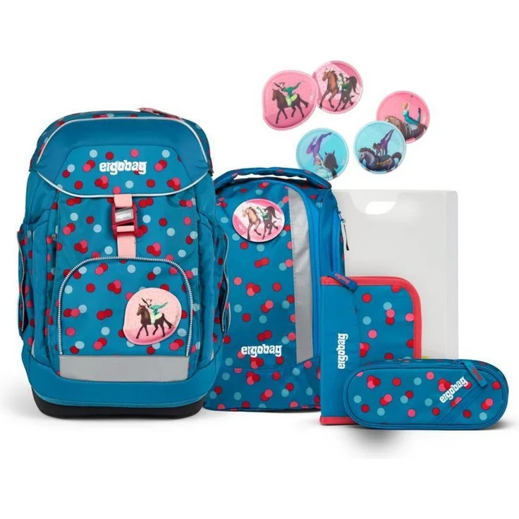 ergobag Schulrucksack Maxi (5tlg), ergonomisch, 100% recyceltes PET, mit Federmäppchen und Sportrucksack, blau – Bild 1