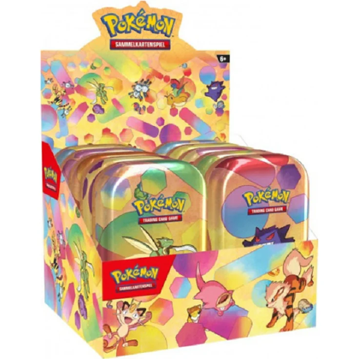 The Pokemon Company Pokemon 151 Mini-Tin-Display Karmesin & Purpur 3.5, Sammelkarten mit 10 Mini-Tins, 2 Boosterpacks je Tin, deutsche Version