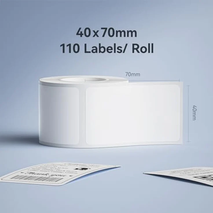 NIIMBOT Thermo-Etikett B1 B21 B3S, selbstklebend, 1.57"x2.76" (40x70mm), 110 Stück/Rolle, weiß, wasserdicht und ölbeständig – Bild 2
