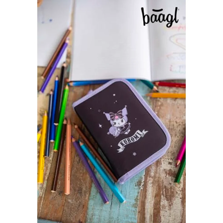 Baagl Federmäppchen Mädchen, Schüleretui Kuromi Fortune Dream, einetagig mit zwei Klappen, 15 × 20 × 4 cm, robust und alltagstauglich – Bild 5