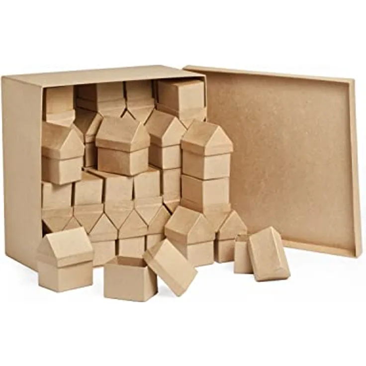 VBS XXL Pappschachteln Haus 40 Stück 6,5x8,5x10,5cm aus Pappmaché Pappschachteln Haus Geschenkbox