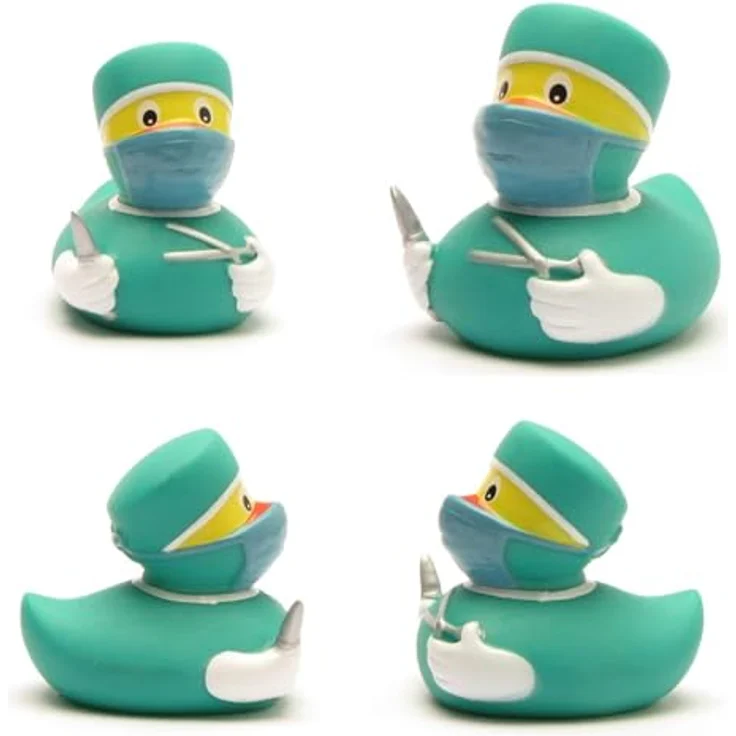 Duckshop Badeente Chirurg, 8 cm quietschende Badewannenente in Türkis, originelles Geschenk für Ärzte und medizinisches Personal – Bild 3
