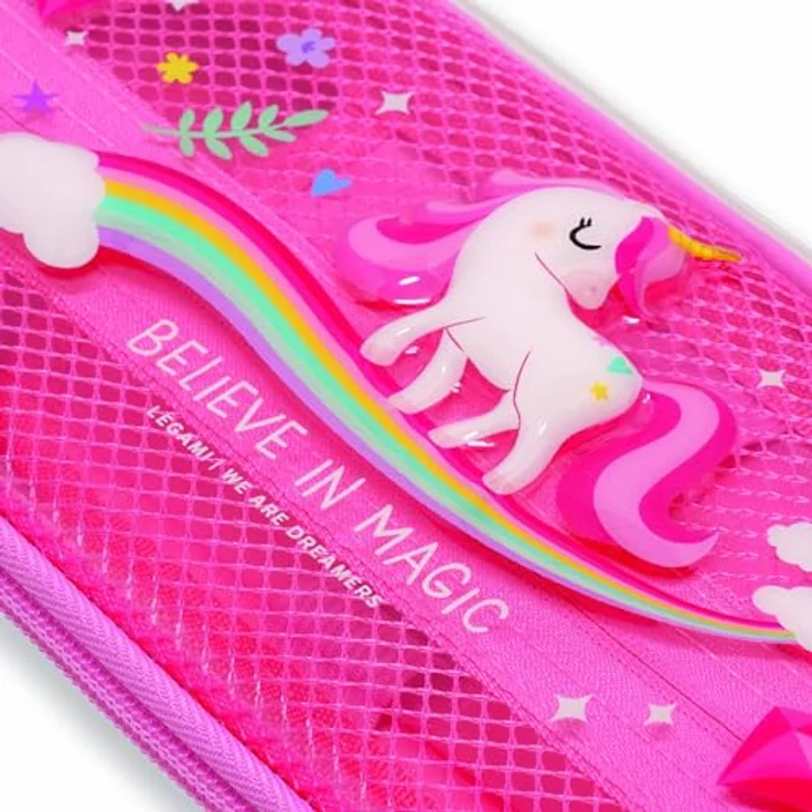 Legami Wonderwow Federmäppchen Unicorn, 2 Fächer, Stifthalter, Innenfach mit Netzstoff, Reißverschluss, 23 x 11 x 5 cm – Bild 4