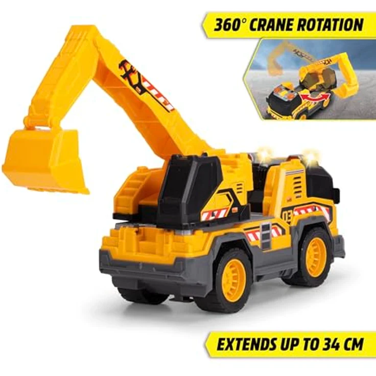 Dickie Toys Excavator Truck, Spielzeug-Baumaschine mit 360°-Baggerarm, Licht und Sound, 30 cm, ab 3 Jahre – Bild 2