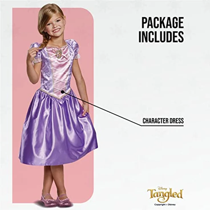 Disney Official Classic Rapunzel Dress Up for Girls, Rapunzel Costume Kids Fancy Dress, Tangled Dress Up for Girls Outfit, Princess Costumes for Girls, Costumes for Girls M – Bild 3