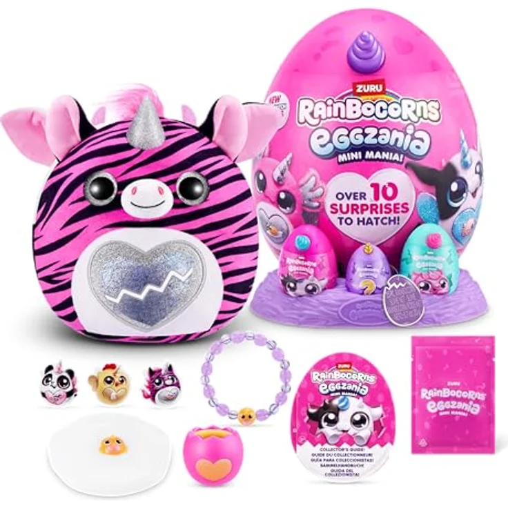 Rainbocorns Eggzania Mini Mania, Zebra, mit 10 Überraschungen und Yolkie Freund, Plüschtier für fantasievolles Spielen – Bild 1