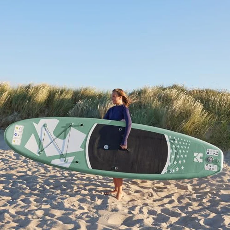 HOME DELUXE Stand Up Paddle Board S, Mintgrün – Aufblasbares SUP mit rutschfester Oberfläche, 3-Finnen-System und umfassendem Zubehörset für See, Meer & Fluss – Bild 2