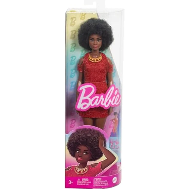 Mattel Barbie Fashionista Puppe, schwarze Haare, rotes Kleid, Ankleidepuppe für Kinder ab 3 Jahren – Bild 6
