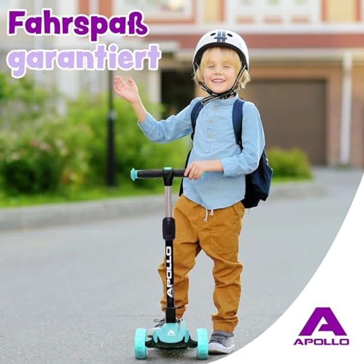 Apollo Kinderscooter KidsPro4 LED Roller -Grün, höhenverstellbar, mit leuchtenden LED-Rollen, belastbar bis 60 kg – Bild 7