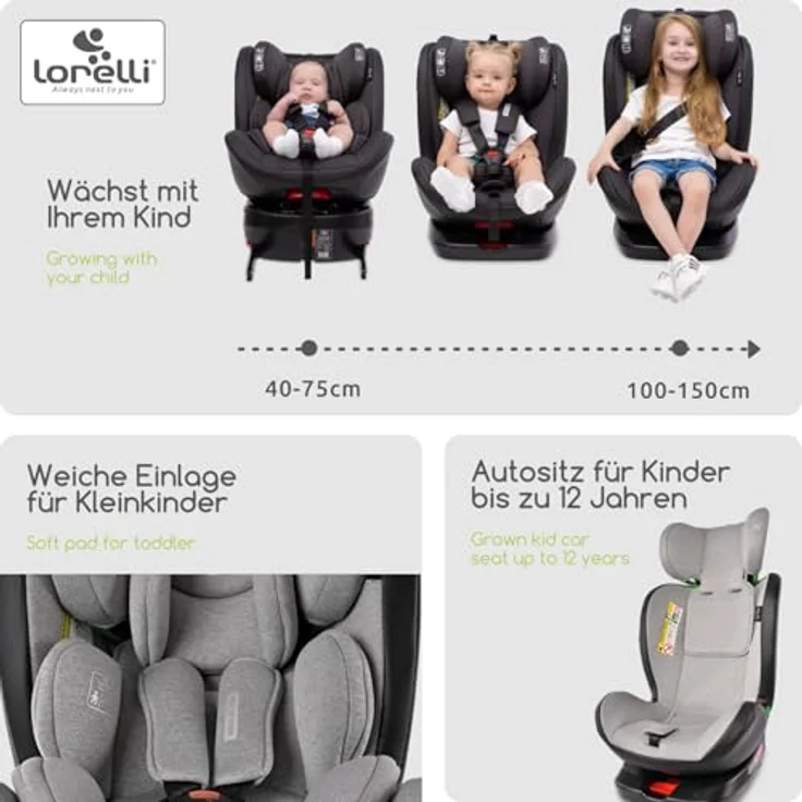 Lorelli Nebula i-Size Kindersitz, Reboarder mit 360° Drehung, Isofix, SPS-Seitenaufprallschutz, für Kinder 40-150 cm, abnehmbarer Bezug – Bild 6