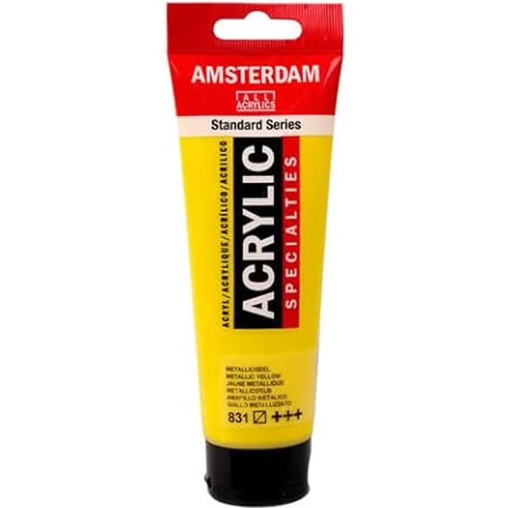 AMSTERDAM Talens Acrylfarbe 120 ml in Metallic Yellow, lichtecht und wasserverdünnbar für Holz, Papier und Metall – Bild 4
