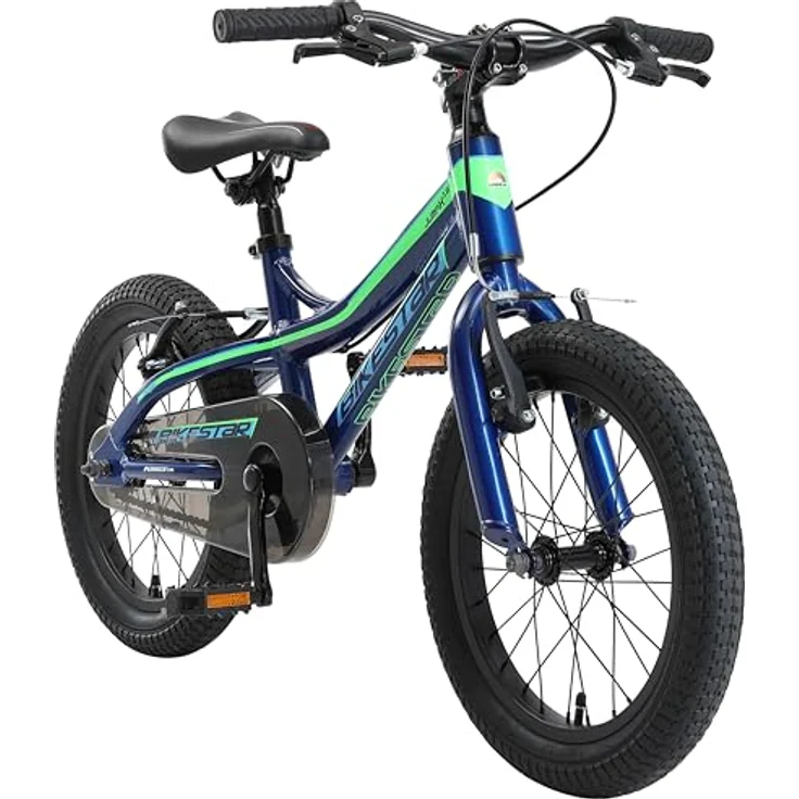 BIKESTAR Kinder Fahrrad Aluminium Mountainbike mit V-Bremse für Mädchen und Jungen ab 4-5 Jahre | 16 Zoll Kinderrad MTB | Blau & Grün - Preisvergleich – Bild 1