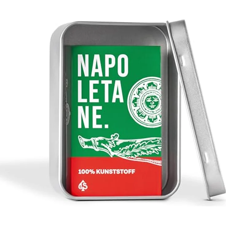 TS Spielkarten Napoletane Spielkarten, 100% Kunststoff, wasserfestes Scopa Kartendeck mit handgezeichnetem italienischem Bild in Metalldose – Bild 1