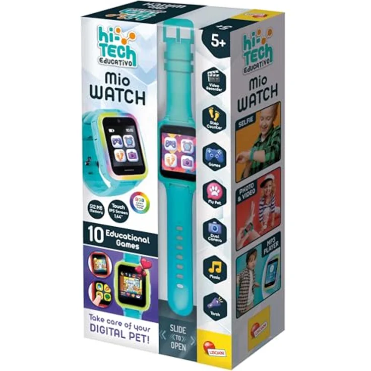 Lisciani - HI TECH PÄDAGOGISCHE MIO-UHR - Intelligente SmartWatch für Kinder ab 5 Jahren - Mit Dual-Kamera - 10 Geschicklichkeitsspiele - Exklusive My Pet App - Blau – Bild 2