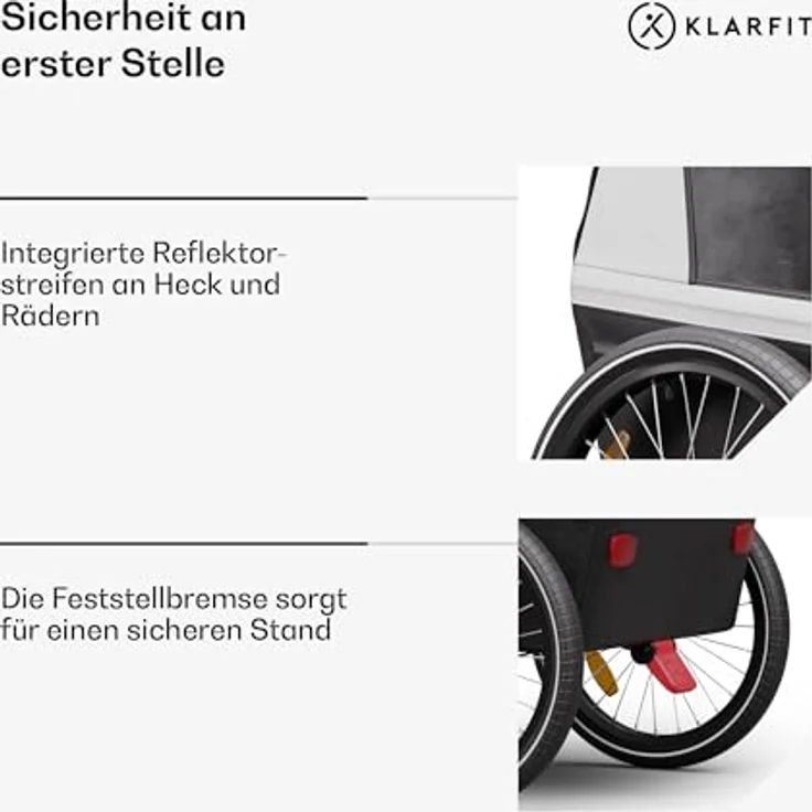 KLARFIT Fahrradkinderanhänger GoKiddo Fahrradanhänger, 2 Kinder, klappbar, UV-schutz, wasserabweisend, Stahl 20-29" – Bild 6