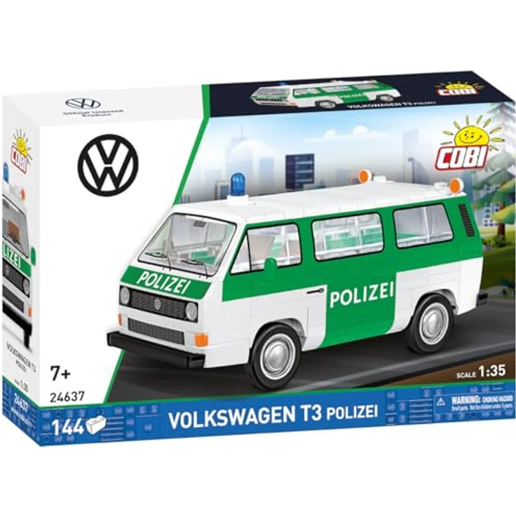 Cobi COBI-24637 Volkswagen T3 Polizei Bausatz, 146 Teile, Maßstab 1:35, detailgetreue Drucke – Bild 1