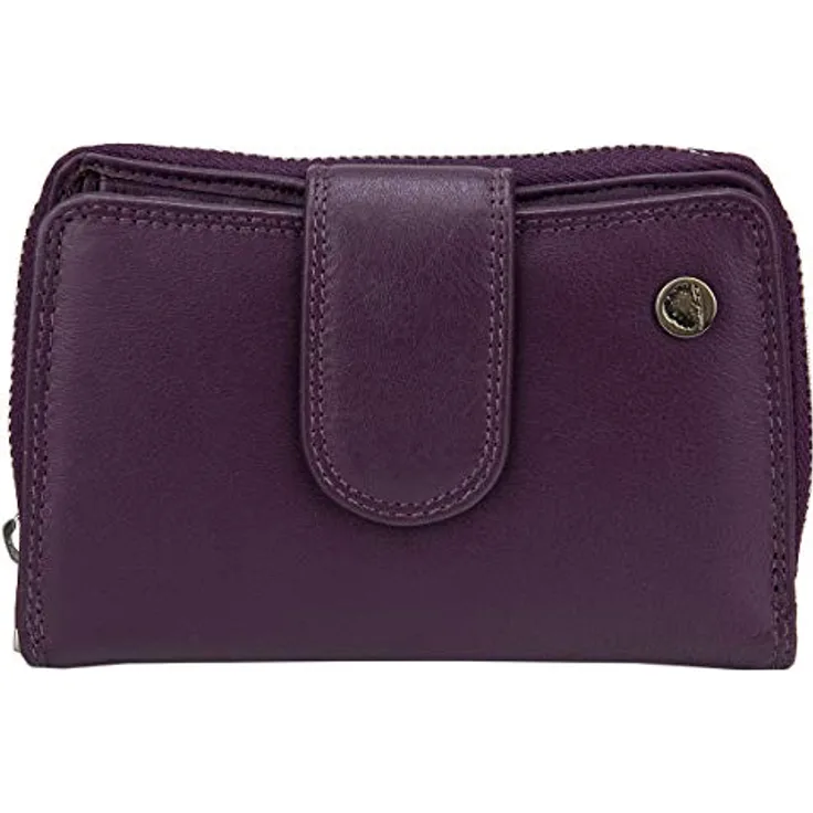 Greenburry Spongy Geldbörse, Damen Portemonnaie aus Leder mit Münzfach und 8 Kartenfächern, 8,5 cm, Violett