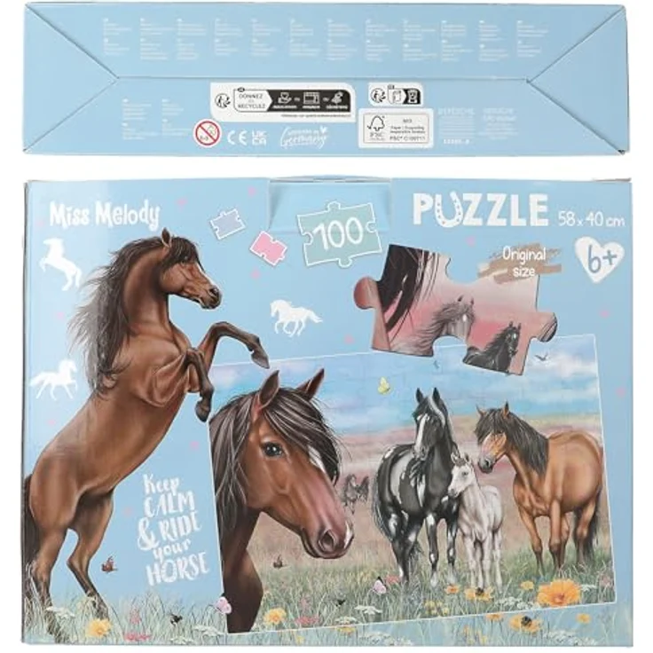 Depesche 13205 Miss Melody - Puzzle 100 Teile, detailreiches Pferde Motiv, ca. 58 x 40 cm, Karton-Koffer mit Tragegriff – Bild 5