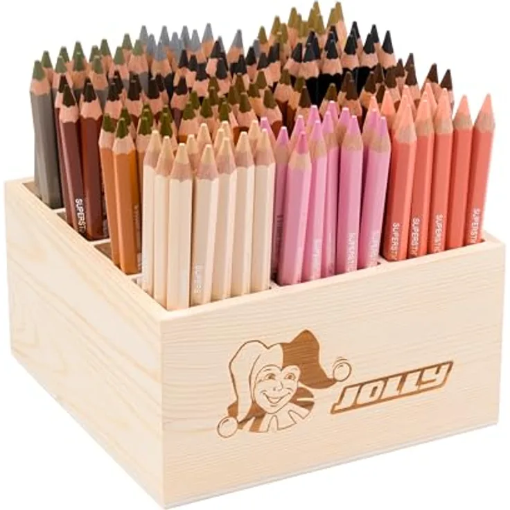JOLLY Classpack - Wood, X-Big, Skintones, 144 Farbstifte, 12 Hautfarben, Bruchsicher und Ungiftig