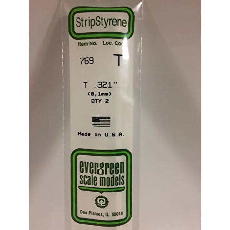 EVERGREEN 500769 T-Profil, 35 mm lang, Höhe/Breite 8,1 mm, 2 Stück, Mehrfarbig