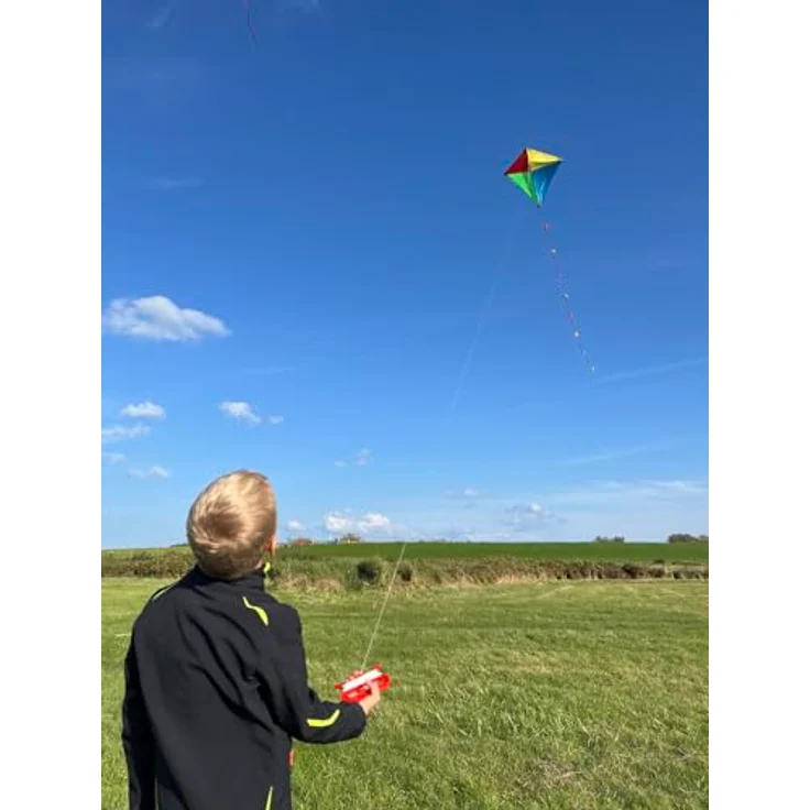 Günther Flugspiele 1164 Einleiner-Drachen Quadro, 70 x 70 cm, robustes Polyester, inkl. Griff & Schnur, für Kinder ab 6 Jahren, flugbereit bei 20-40 km/h – Bild 3