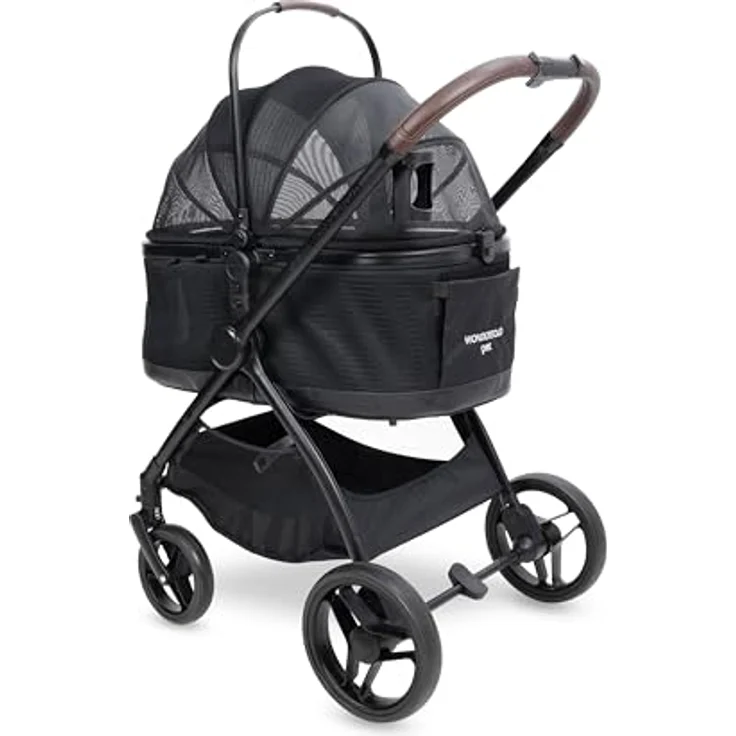 Wonderfold P3 Tier-Buggy Pet Stroller, Schwarz, Textil, 60x115x92 cm, für Haustiere unterwegs – Bild 3