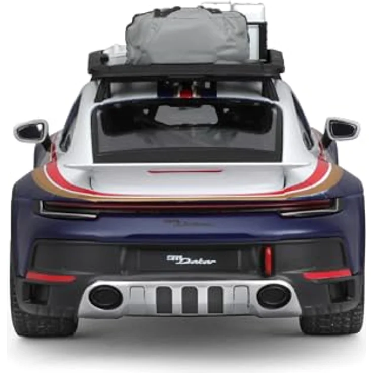 Bburago Porsche 911 Dakar, Modellauto im Maßstab 1:24, weiße und blaue Lackierung, bewegliche Türen, detailgetreues Interieur – Bild 3