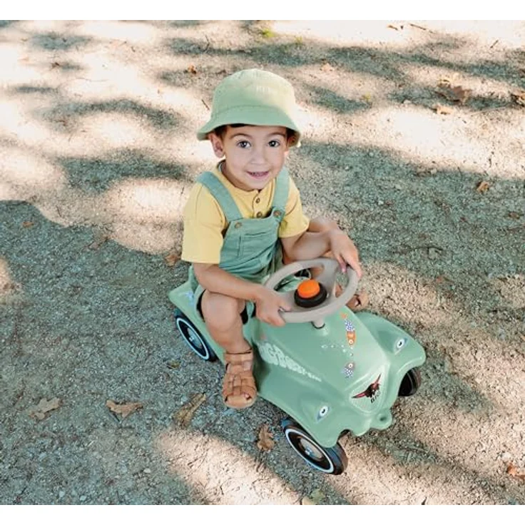 BIG Bobby Car Classic Green Sea - Rutschauto ab 1 Jahr im bunten Meeres-Design mit grauem Sicherheits-Lenkrad und Hupe, für Kinder von 1-5 Jahre (bis 50 kg), salbei mit Aufklebern – Bild 5