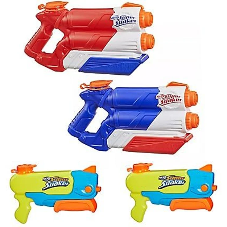 NERF Super Soaker – 2X Twin Tide & 2X Wave Spray – 4er Wasserblaster-Set mit großen Wassertanks und Pump-Action für spannende Sommer-Duelle – Bild 1
