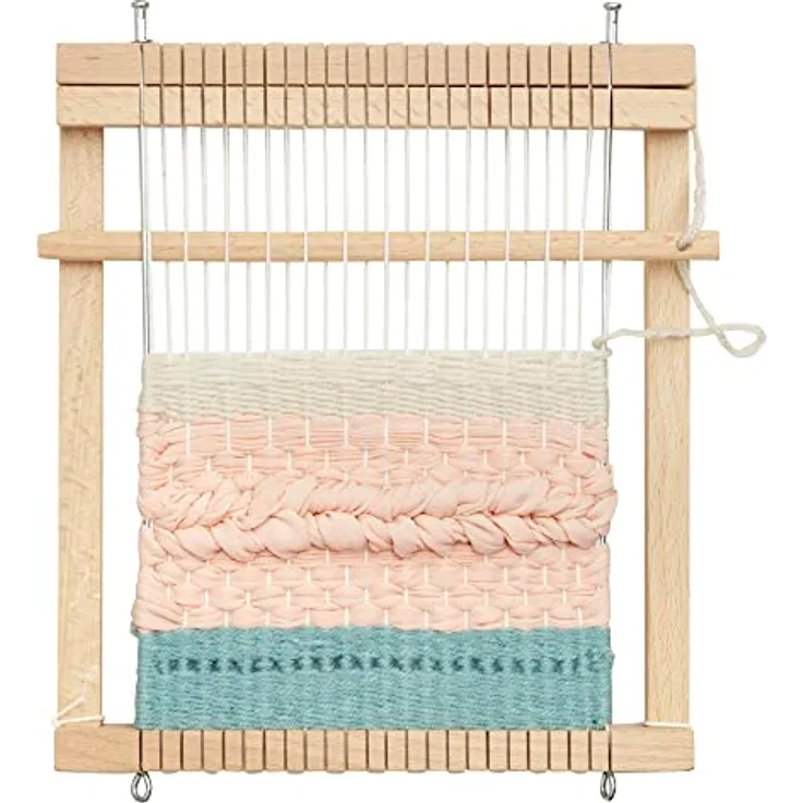 Micki Webrahmen Kinder - Kinder Webrahmen mit Garn und Webnadel - Bastelset Kinder 3 Jahre und älter - Weben für Kinder DIY Set - Webrahmen viereckig - Webstuhl Kinder basteln - Holz Webrahmenset mit viereckigem Rahmen und vielfältigem Garn - by