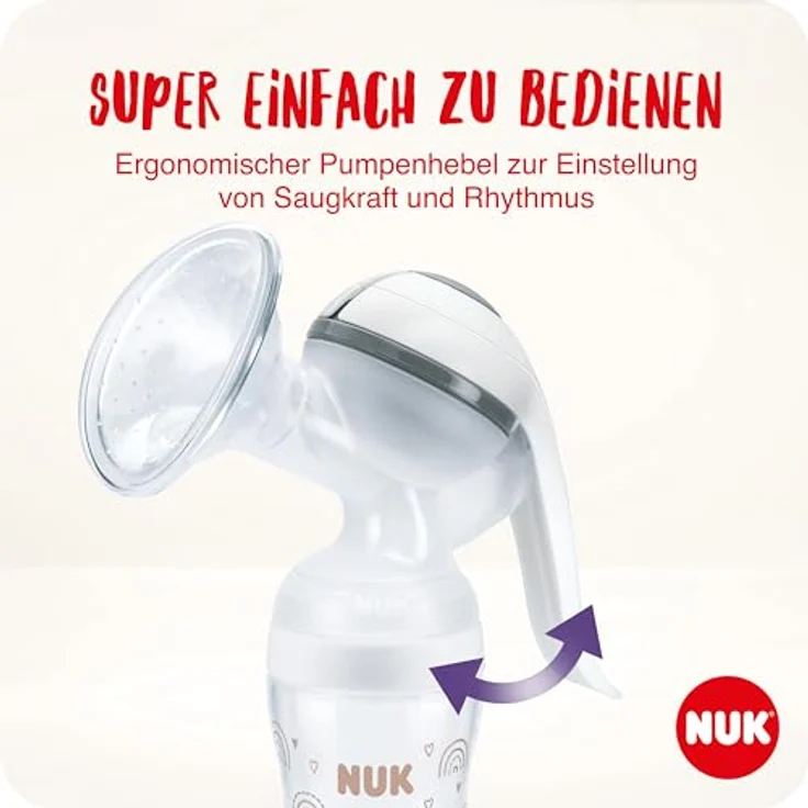 NUK Handmilchpumpe | Ergonomischer Pumphebel | Weiches Silikonkissen | Inklusive Perfect Match Babyflasche | 150 ml – Bild 4