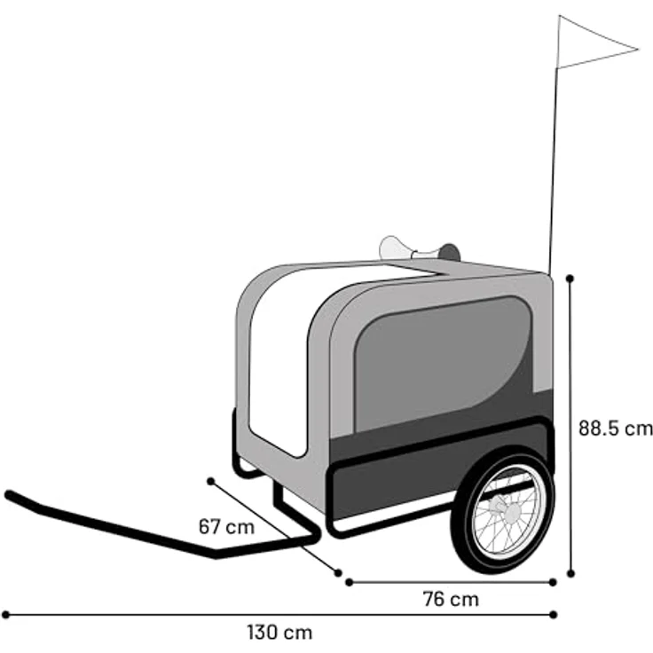 Flamingo Tybalt, Fahrradanhänger für Hunde mit metallischer Konstruktion, schwarz/grau, wetterfest mit Reißverschlusstüren und Sicherheitsfunktionen – Bild 7