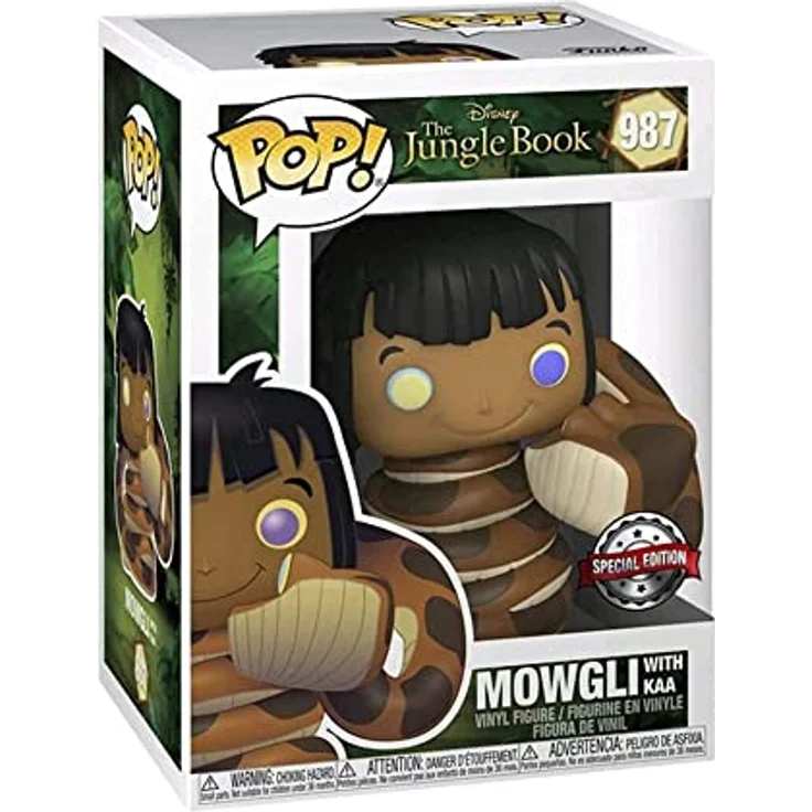 POP Funko Disney The Jungle Book 987 Mowgli with Kaa Special Edition, Sammelfigur mit variierendem Special Edition Aufkleber – Bild 3