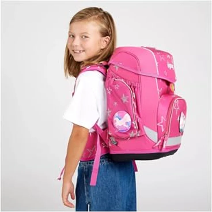 ergobag Schulranzen Cubo (5tlg., rot/schwarz), ergonomisch, mit Sportbeutel, Federmäppchen, Schlampermäppchen, Kletties und Recycling-Material – Bild 8