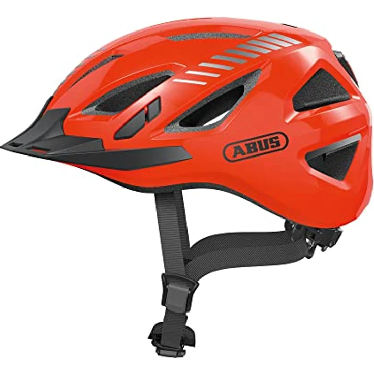 ABUS Stadthelm Urban-I 3.0 - Fahrradhelm mit Rücklicht, Schirm und Magnetverschluss - Orange, Größe S – Bild 1