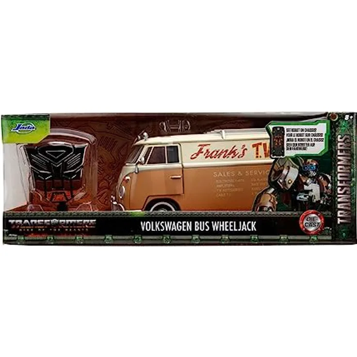 Jada Toys Transformers Wheeljack VW Bus (T7) - Volkswagen Bulli aus Transformers 7: Aufstieg der Bestien, Die Cast Auto ab 8 Jahre mit Sammelmünze, 1:24, 19cm