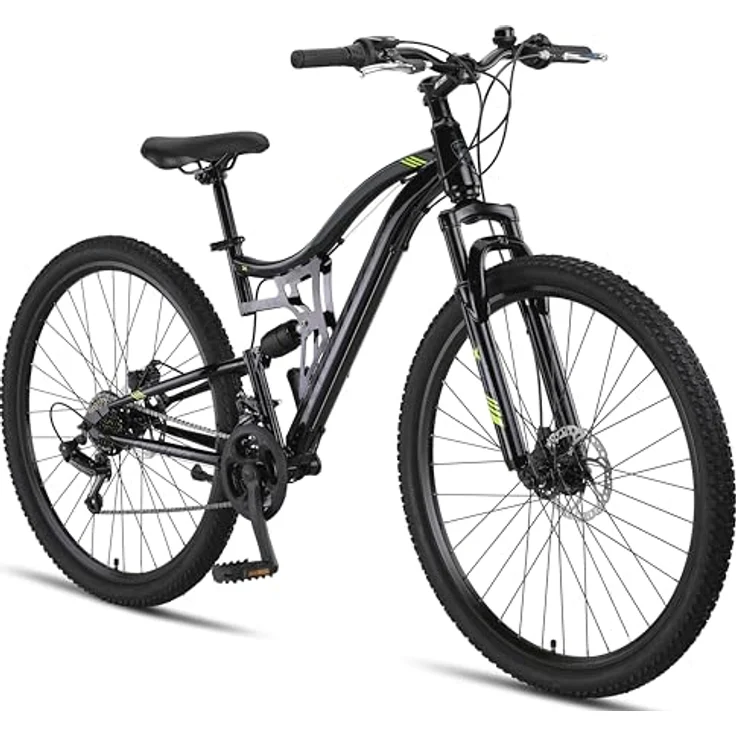 Chillaxx Bike Falcon Premium Mountainbike in 24 und 26 Zoll - Fahrrad für Jungen, Mädchen, Damen und Herren - Scheibenbremse- 21 Gang-Schaltung - Vollfederung (Schwarz-Disc-Bremse, 29 Zoll) – Bild 1