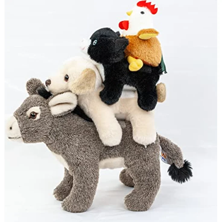 Teddys Rothenburg Kuscheltier Bremer Stadtmusikanten Esel, Hund, Katze, Hahn, 28 cm, mehrfarbig, kuschelweicher Plüsch – Bild 2