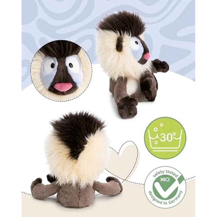 NICI Kuscheltier Mandrill Matuto, 24cm, grau, weiches Plüschtier aus recyceltem Material, ideal zum Kuscheln und Spielen, perfektes Geschenk für Kinder und Erwachsene - 62740 – Bild 4