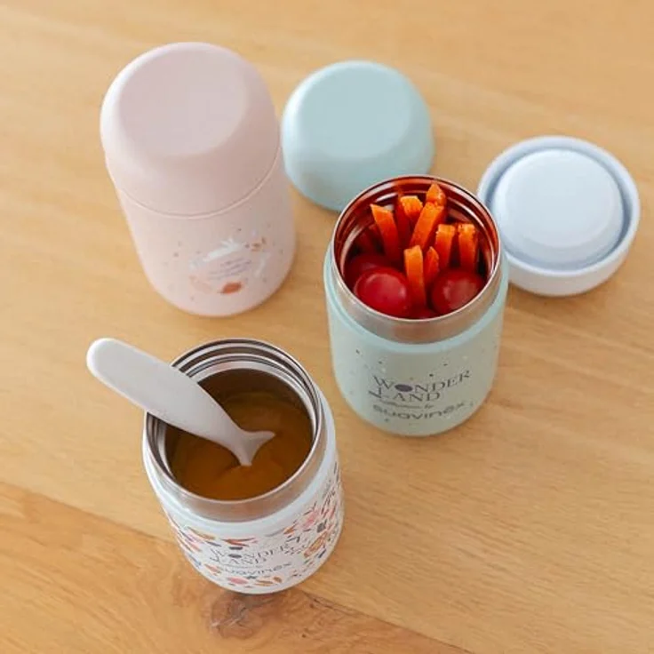 Hermès Babynahrungsbehälter Iso 350ml Wonderland, thermoisolierter Edelstahlbehälter in beige, hält Temperatur bis zu 6 Stunden – Bild 2