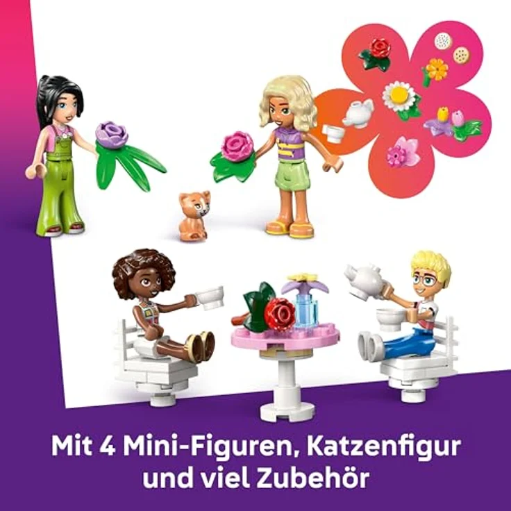 LEGO Friends 42671 Pflanzencafé und Blumenkiosk, Spielset mit 4 Mini-Puppen, Straßenbahn und 1138 Teilen, Mehrfarbig – Bild 5