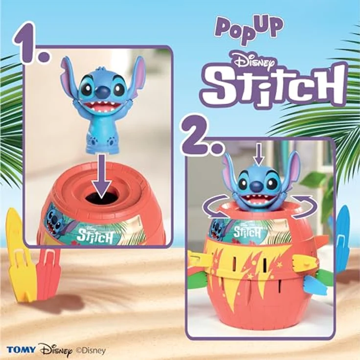 TOMY POP UP Stitch - T73772, Leicht und einfach überall hin mitzunehmen, Kinderspiele | Gesellschaftsspiele – Bild 4