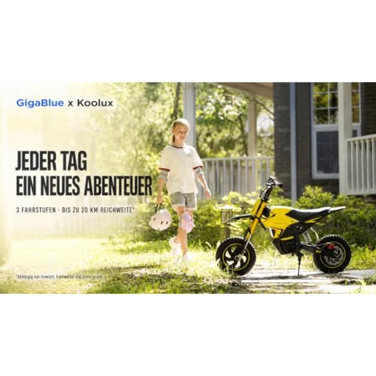 GigaBlue K7 JuniorCross – Elektro-Kindermotorrad 400W Motor, 12 Zoll, 3 Fahrstufen, Rot, Blau oder Gelb – Bild 4